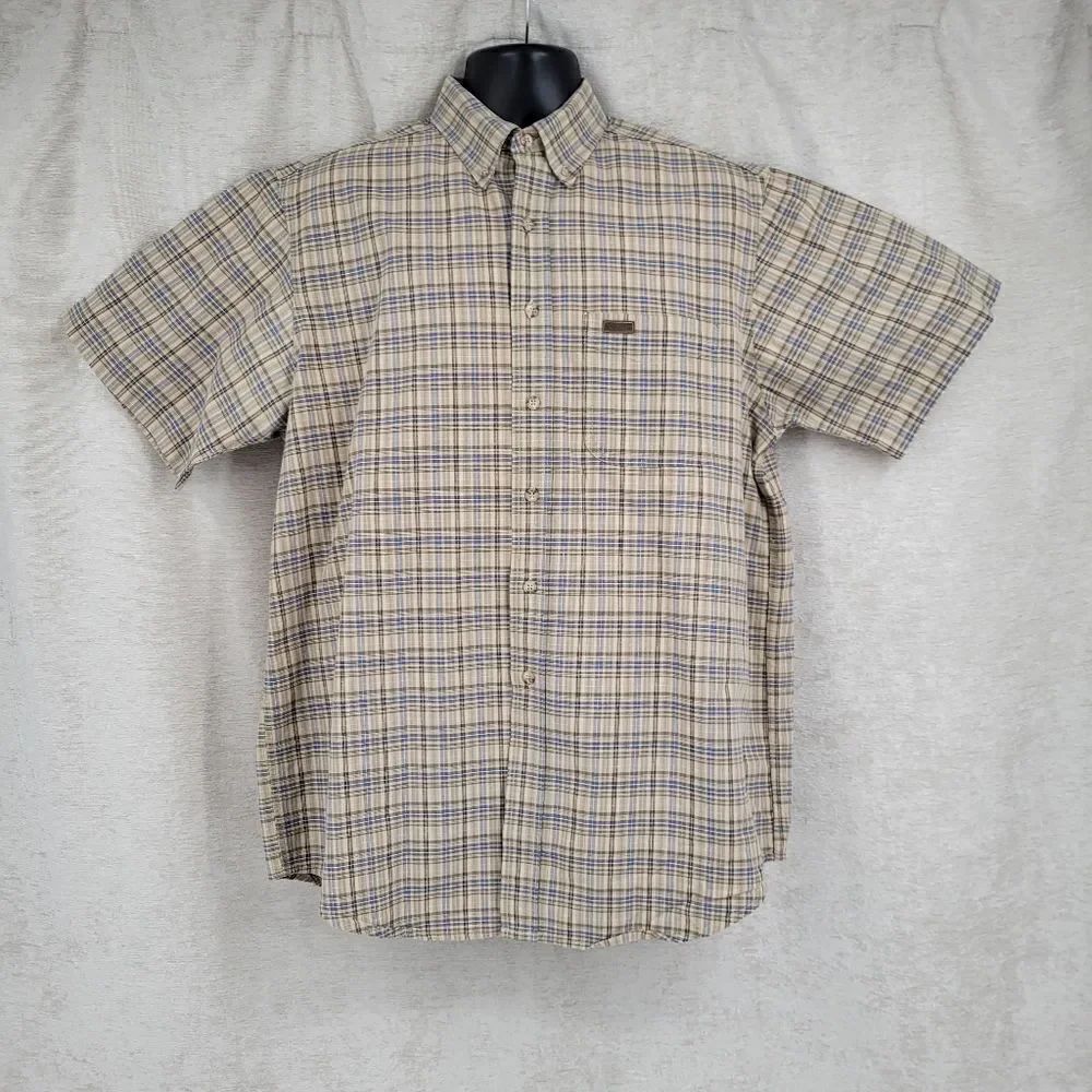 Carhartt Vintage Short Sleeve Button Down Plaid Shirt with STARCH Men's